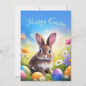 Schattige bruin paashaas Baby Bunny Feestdagenkaart (Voorkant)