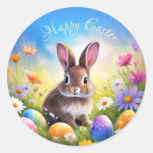 Schattige bruin paashaas Baby Bunny Ronde Sticker