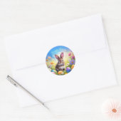 Schattige bruin paashaas Baby Bunny Ronde Sticker (Envelop)