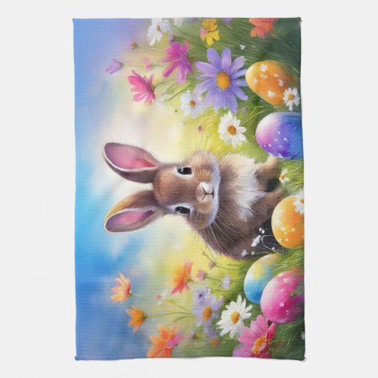 Schattige bruin paashaas Baby Bunny Theedoek (Verticaal)