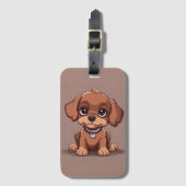 Schattige bruin puppy bagagelabel (Voorkant (verticaal))