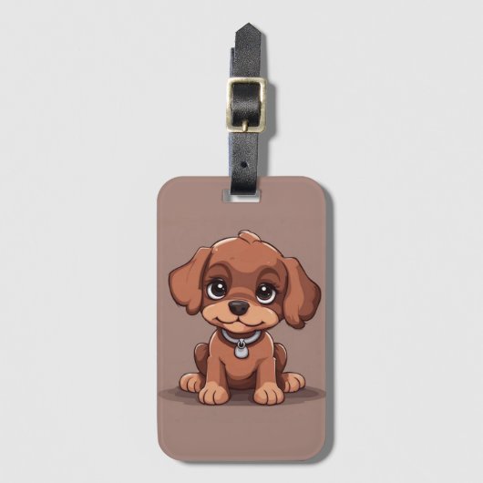 Schattige bruin puppy bagagelabel (Voorkant (verticaal))