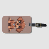 Schattige bruin puppy bagagelabel (Voorkant (horizontaal))