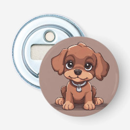 Schattige bruin puppy button flesopener