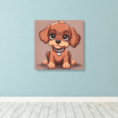 Schattige bruin puppy canvas afdruk (Insitu (Houten vloer))