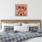 Schattige bruin puppy canvas afdruk (Insitu (Slaapkamer))