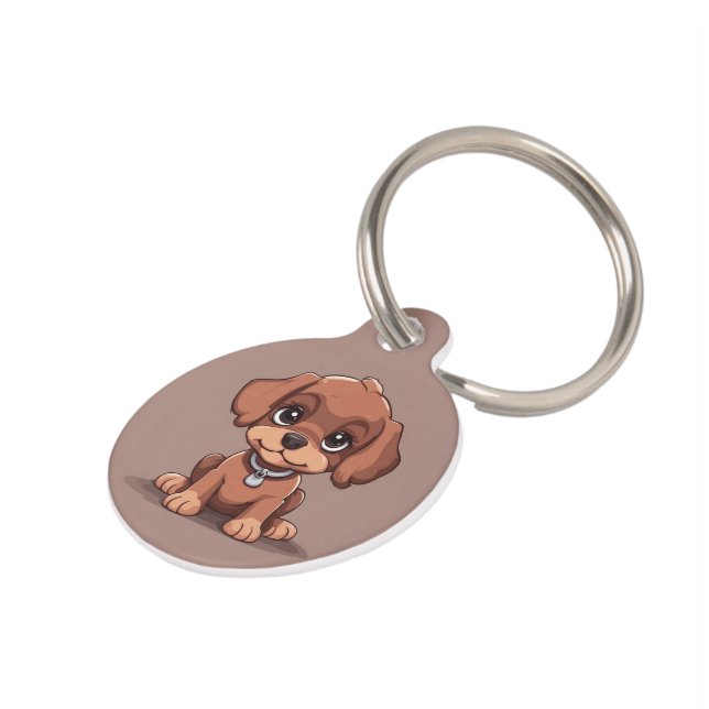 Schattige bruin puppy huisdierpenning (Zijkant)