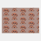 Schattige bruin puppy inpakpapier vel (Voorkant)