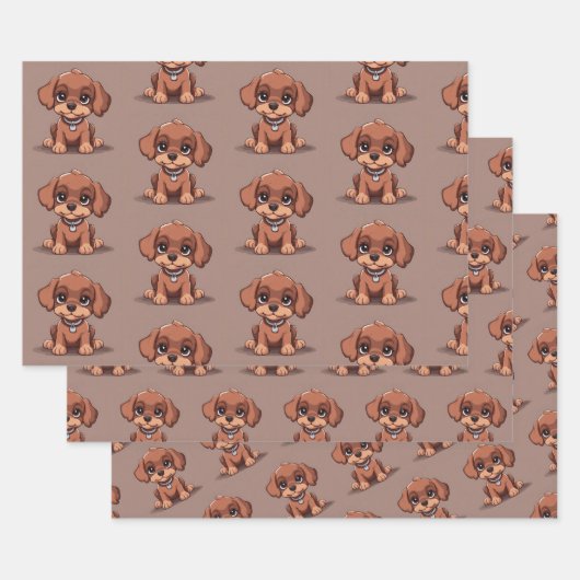Schattige bruin puppy inpakpapier vel (Set)