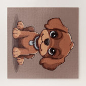Schattige bruin puppy legpuzzel (Horizontaal)