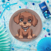 Schattige bruin puppy papieren bordje (Feest)