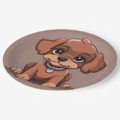 Schattige bruin puppy papieren bordje (Gekanteld)