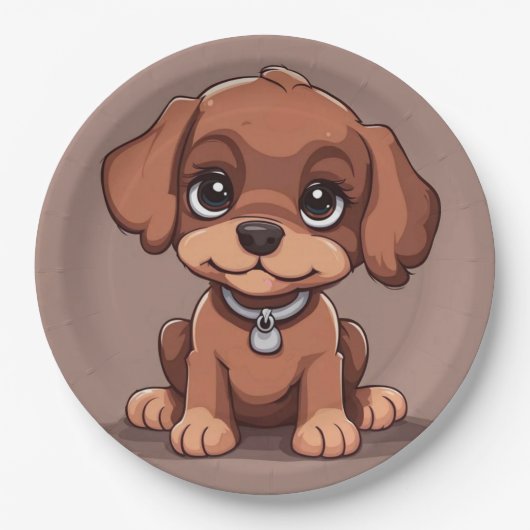 Schattige bruin puppy papieren bordje (Voorkant)