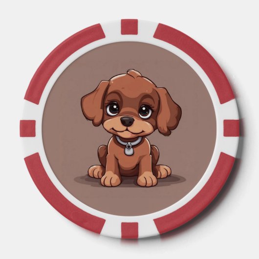 Schattige bruin puppy poker chips (Voorkant)