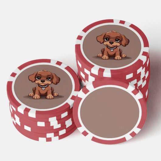 Schattige bruin puppy poker chips (Opstapeling)