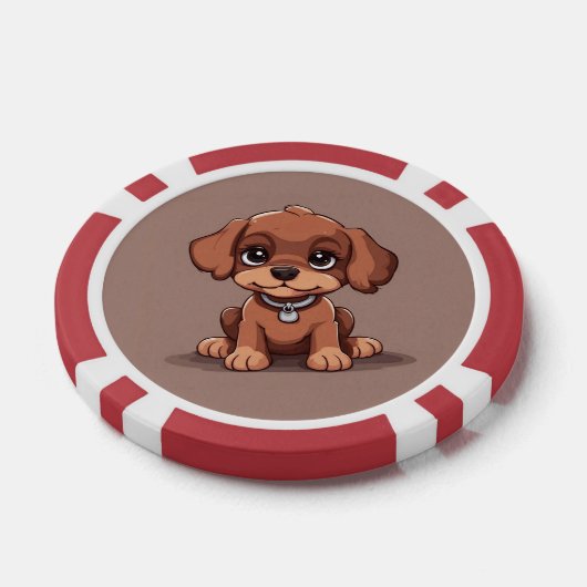 Schattige bruin puppy poker chips (Enkel)