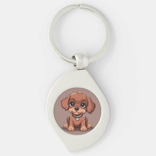 Schattige bruin puppy sleutelhanger (Voorkant)