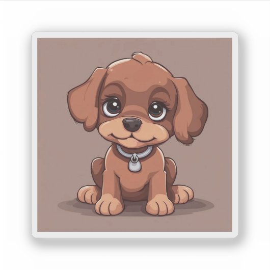 Schattige bruin puppy sticker (Voorkant)