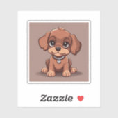 Schattige bruin puppy sticker (Vel)