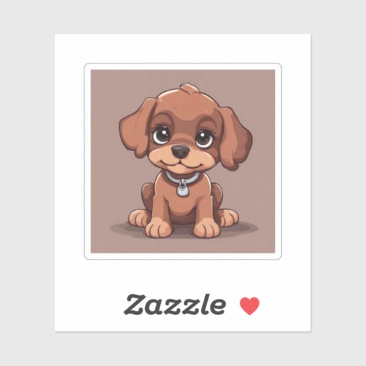 Schattige bruin puppy sticker (Vel)