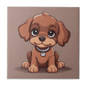 Schattige bruin puppy tegeltje (Voorkant)