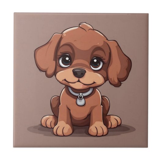 Schattige bruin puppy tegeltje (Voorkant)