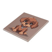 Schattige bruin puppy tegeltje (Zijkant)