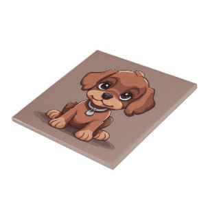 Schattige bruin puppy tegeltje