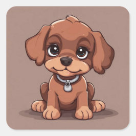 Schattige bruin puppy vierkante sticker