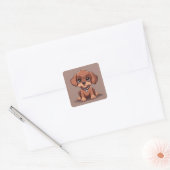 Schattige bruin puppy vierkante sticker (Envelop)