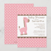Schattige Bruin Roze Giraffe Meisjes Baby shower Kaart (Voorkant / Achterkant)