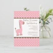 Schattige Bruin Roze Giraffe Meisjes Baby shower Kaart (Staand voorkant)