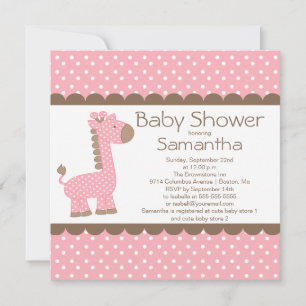 Schattige Bruin Roze Giraffe Meisjes Baby shower Kaart