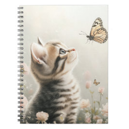 SCHATTIGE BRUIN TABBY KITTEN MET VLINDERS NOTITIEBOEK