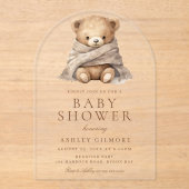 Schattige bruin teddybeer Baby shower Acryl Uitnodigingen (Voorkant)