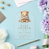 Schattige bruin teddybeer Baby shower Acryl Uitnodigingen (Insitu (Huwelijk))