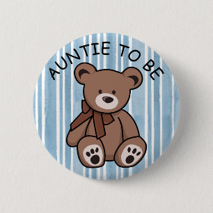 Schattige bruin teddybeer tante te zijn ronde button 5,7 cm