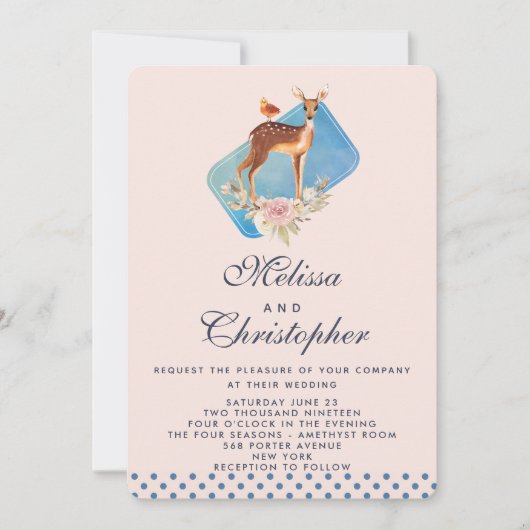 Schattige Bruin Waterverf Herten Bruiloft Kaart (Voorkant)