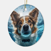 Schattige bruin wit hondje onderwater zwemmen Orna Keramisch Ornament (Links)