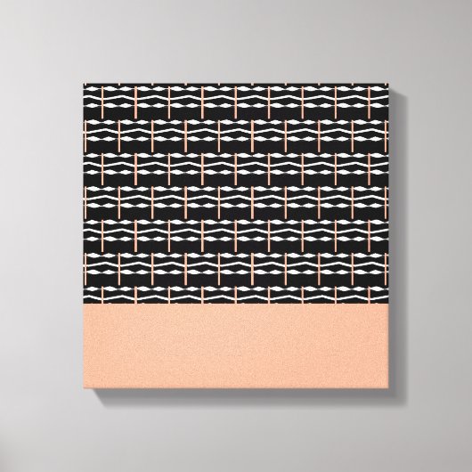 Schattige bruin, zwart en wit vet vierkantjes patr canvas afdruk (Voorkant)