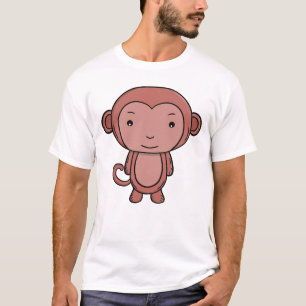 Schattige bruine aap Kawaii Jungle dier Cartoon T-shirt