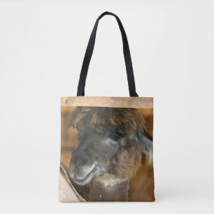 Schattige bruine alpaca lama boerderij dier  tote bag
