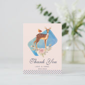 Schattige bruine aquarel hert robuuste dank je wel briefkaart (Staand voorkant)