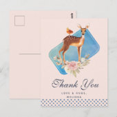 Schattige bruine aquarel hert rustieke bedankje briefkaart (Voorkant / Achterkant)