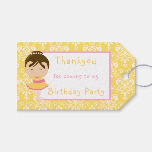 Schattige Bruine Ballerina 'Dank je wel' Gift Tag Cadeaulabel (Voorkant (Horizontaal))