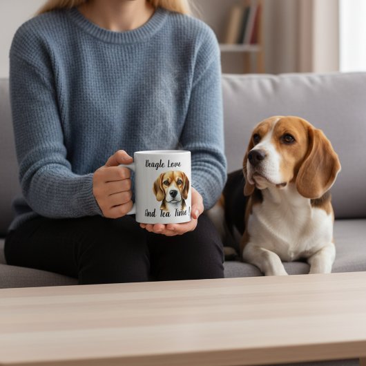Schattige bruine beagle koffiemok