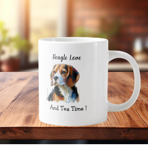 Schattige bruine beagle Personaliseer Grote Koffiekop
