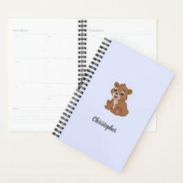 Schattige bruine beer blauw planner