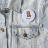 Schattige bruine beer blauw ronde button 5,7 cm (In situ)