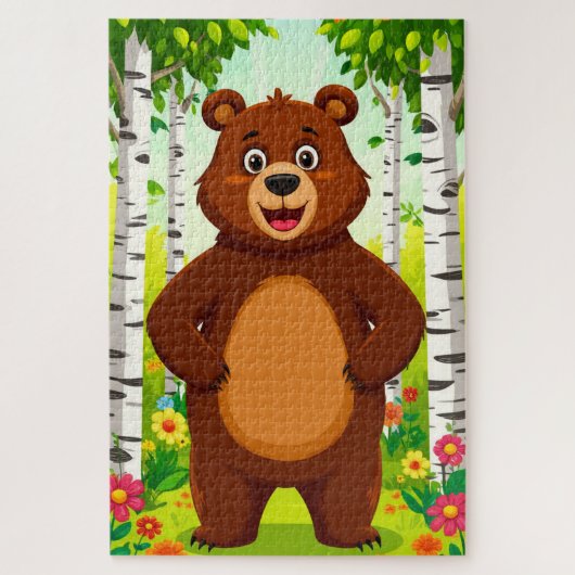 Schattige Bruine Beer Cartoon Legpuzzel (Verticaal)